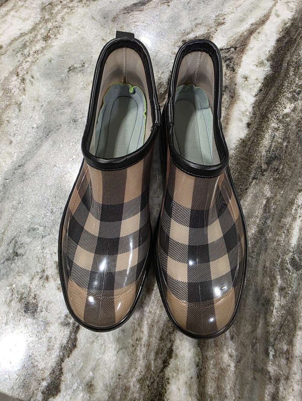 Burberry Nova Check Rain Clog Mules Size 39 Rubber Lug Sole Slip On Boots Mule 8 - Picture 5 of 13